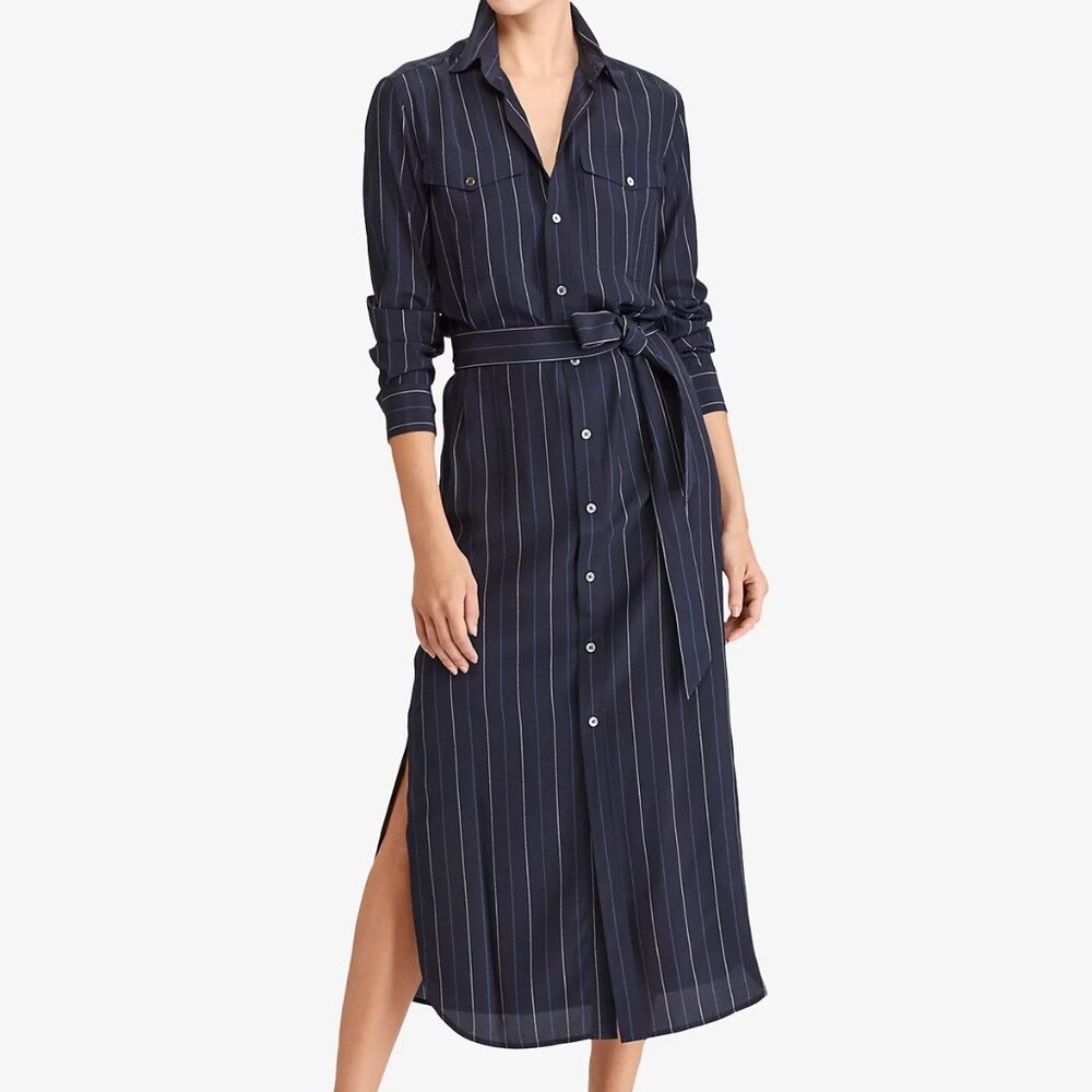 Silk POLO Ralph Lauren Pinstripe Shirt Dress